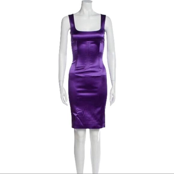Dolce & Gabbana Dresses & Skirts - Dolce & Gabbana Purple Satin Sleeveless Midi Corset Dress Size 26/40 Small US 4